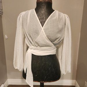 Banana Republic Sheer Wrap Blouse Petite M
